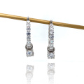 925 Sterling Silver Clear 3.0mm Dangle Hoop Earring Jewelry